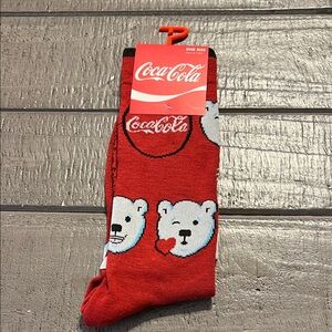 NWT Coca Cola Red Socks with Bear Design